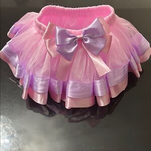 Custom Hand made Pink and Purple Tutu Skirt with Bow - Girl 12/18 months